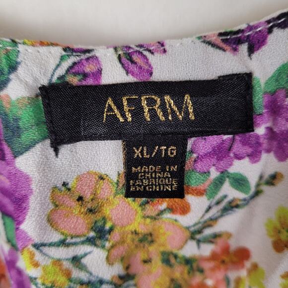 AFRM Perez purple floral ruffled hem corset top sz XL milk maid cottage romantic - Picture 3 of 9
